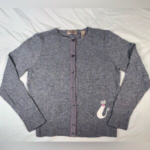 i.e. relaxed Cardigan Sweater with Cat Size Medium Petite